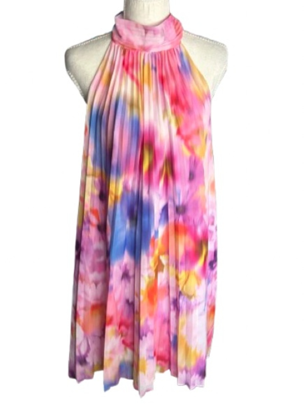 NWT Badgley Mischka Sz 12 Valeria Mock Neck Sheath Pleated Dress Cocktail Large